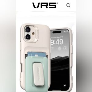 VRS Design iPhone 16 CASE with Orb wallet, Marine Green Wallet & Kickstand New